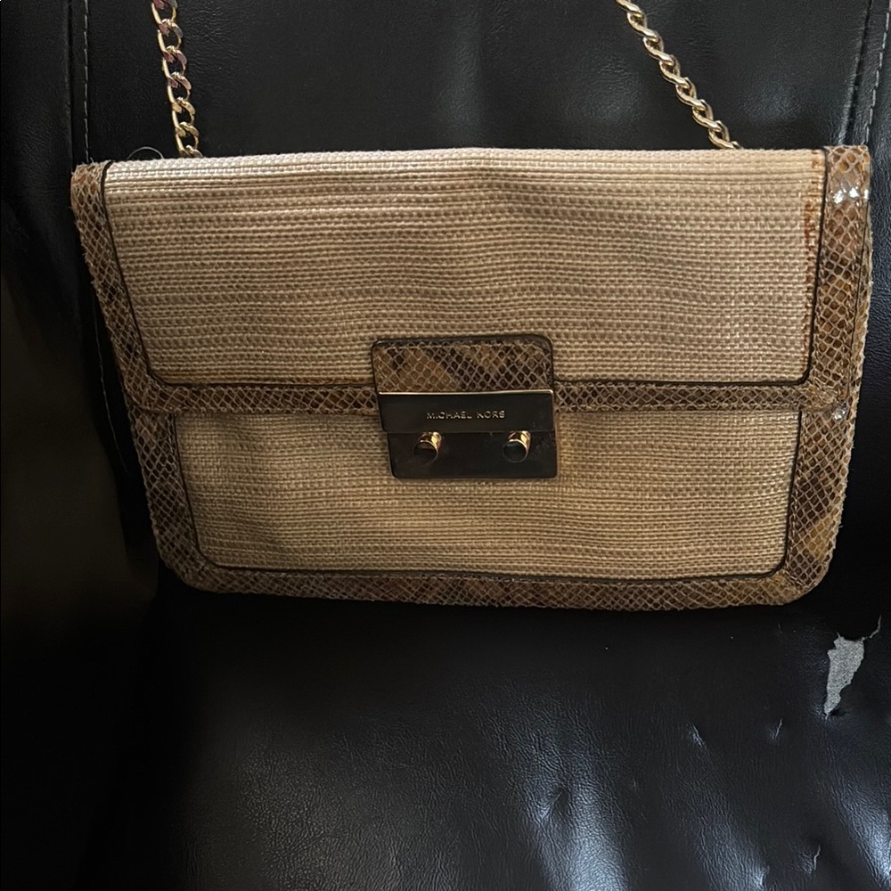 EUC Michael Kors Tan Crossbody Bag with Flap Closure